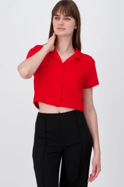 Camisa Crop Amplia Manga Corta