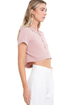 Camisa Crop Amplia Manga Corta