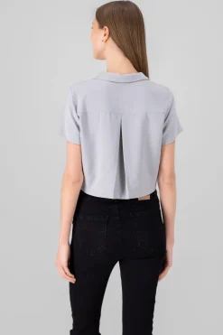 Camisa Crop Amplia Manga Corta