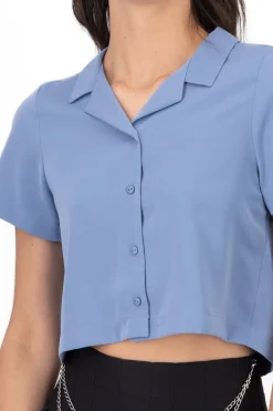 Camisa Crop Amplia Manga Corta
