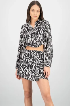 Camisa crop animal print z