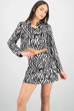 Camisa crop animal print z