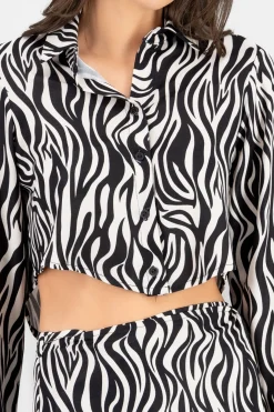 Camisa crop animal print z