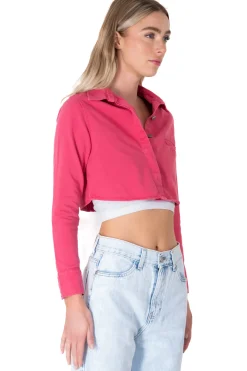 Camisa crop bolsillo