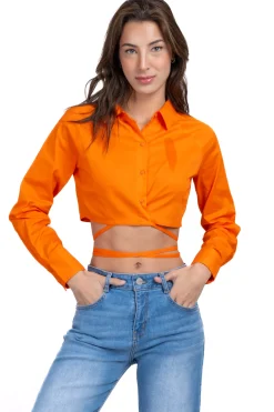 Camisa crop cintas cruzadas