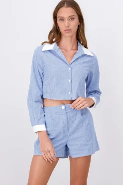 Camisa Crop Contraste