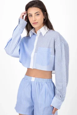 Camisa Crop Contraste Rayas