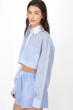 Camisa Crop Contraste Rayas