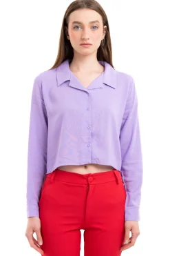 Camisa Crop Cuello Solapa