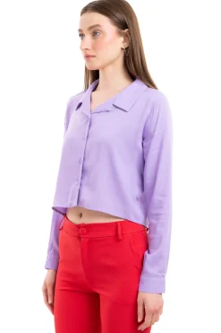 Camisa Crop Cuello Solapa