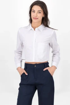 Camisa Crop Detalle Doble Bolsa