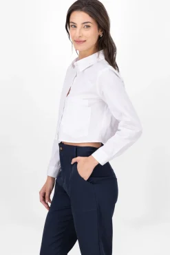Camisa Crop Detalle Doble Bolsa