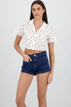 Camisa crop estampado cerezas
