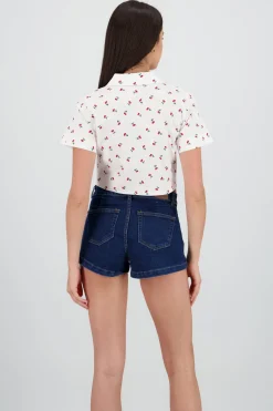 Camisa crop estampado cerezas