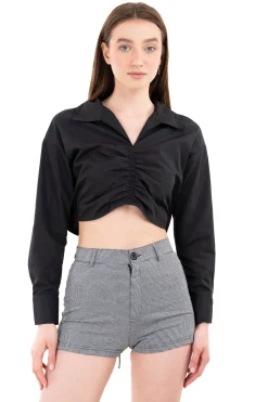 Camisa crop fruncido delantero