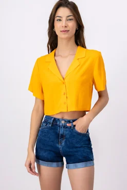 Camisa crop lisa
