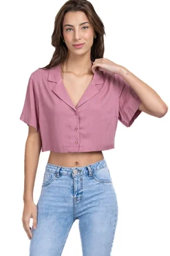 Camisa crop lisa