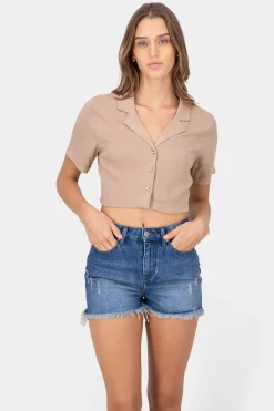 Camisa crop lisa