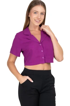 Camisa crop lisa
