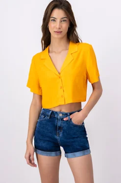 Camisa crop lisa