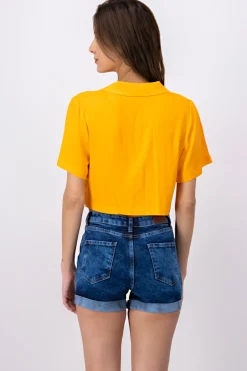 Camisa crop lisa