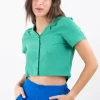 Camisa crop lisa manga cortqa