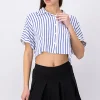 Camisa crop manga corta amplia