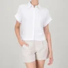 Camisa crop manga corta lino