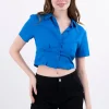 Camisa crop manga corta pinzas