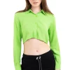Camisa crop manga larga