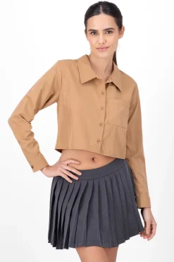 Camisa crop manga larga