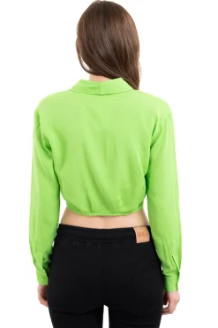 Camisa crop manga larga