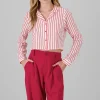 Camisa crop manga larga detalle rayas