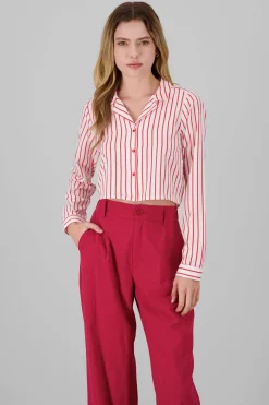 Camisa crop manga larga detalle rayas
