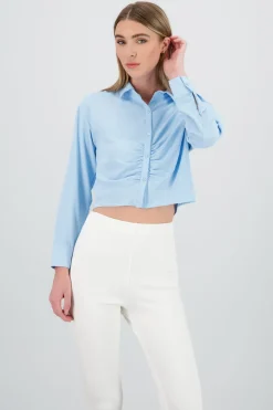 Camisa crop manga larga detalle frunce