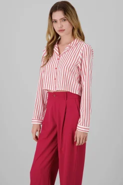 Camisa crop manga larga detalle rayas