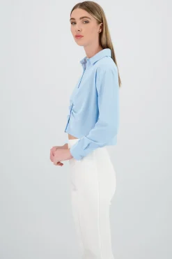 Camisa crop manga larga detalle frunce