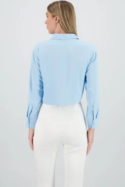 Camisa crop manga larga detalle frunce