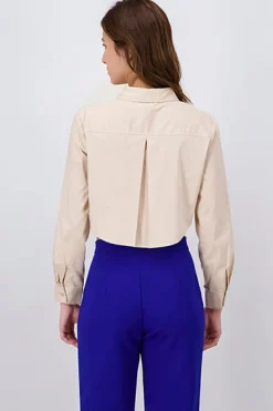 Camisa Crop Manga Larga Lisa