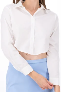 Camisa Crop Manga Larga Lisa