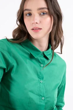 Camisa crop manga larga puño