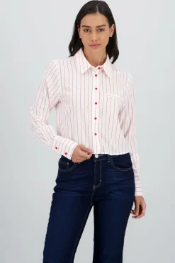 Camisa crop manga larga rayas
