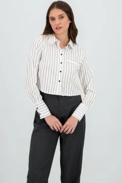 Camisa crop manga larga rayas