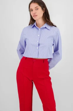 Camisa crop manga larga rayas