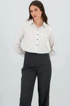 Camisa crop manga larga rayas