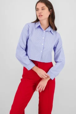 Camisa crop manga larga rayas