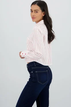 Camisa crop manga larga rayas