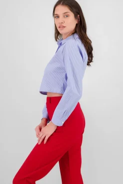 Camisa crop manga larga rayas