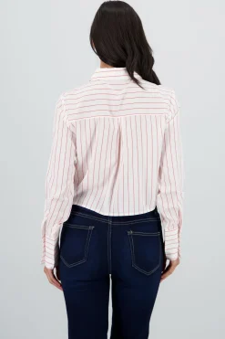 Camisa crop manga larga rayas