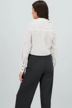 Camisa crop manga larga rayas